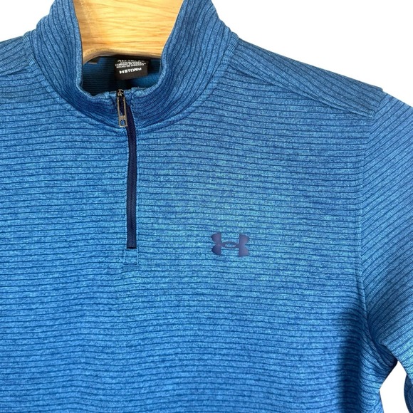 Under Armour Golf Storm 1/4 Zip Fleece Pullover Blue Striped Men's XL Golf - Picture 1 of 10